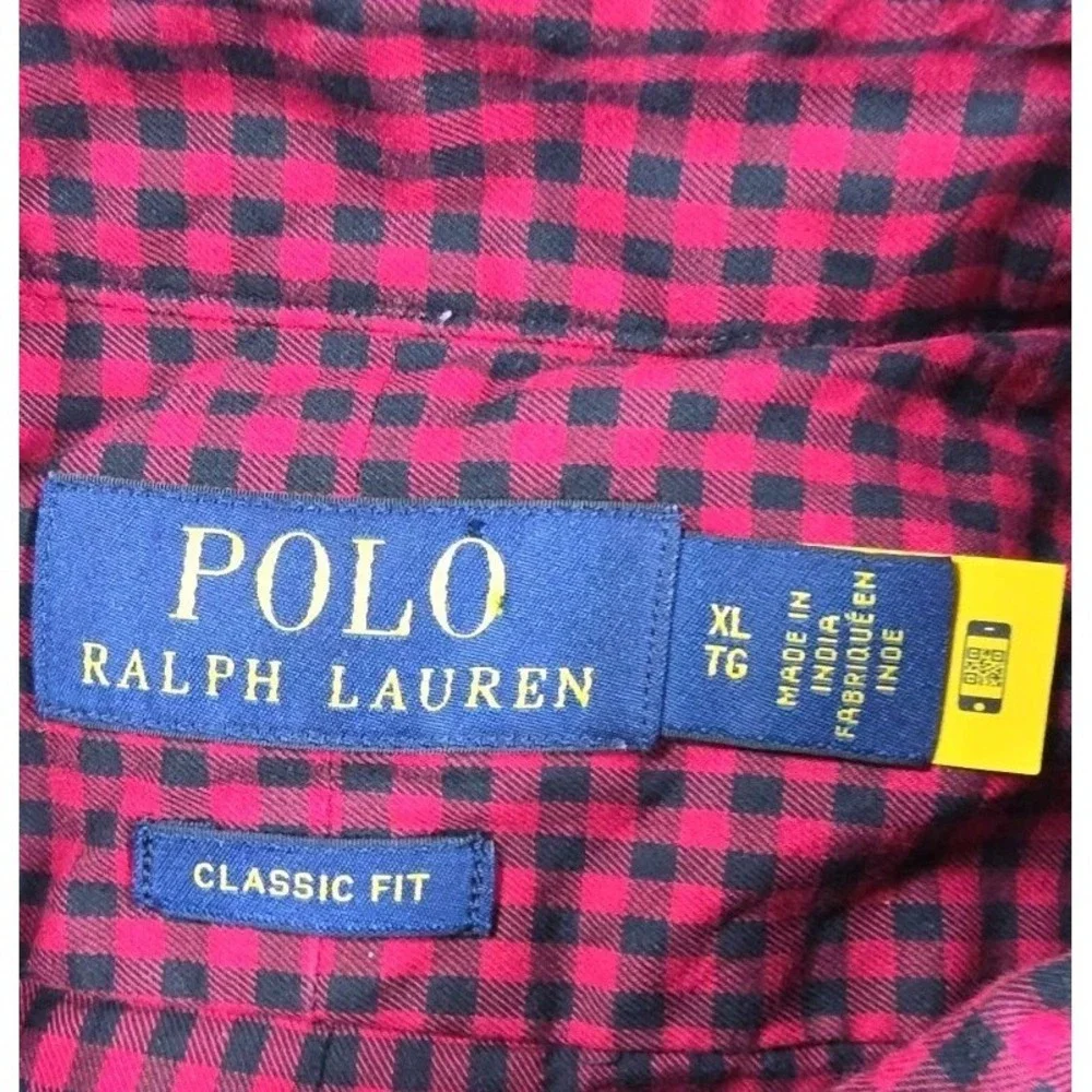 Polo Ralph Lauren Shirt‎ Mens XL Gingham Check Classic Fit Button Down RED/BLUE